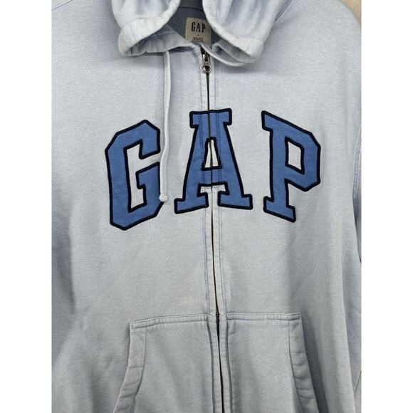 GAP Full Zip Hoodie Sweatshirt Pockets Casual Comfy Blue Large - Picture 3 of 8